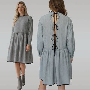 Karu Handwoven Cotton Long Sleeve Drop Waist Dress